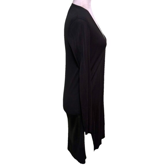 Womens Black Longline Open Front Cardigan Lightweight Knit Minimalist Layering S - Picture 4 of 8